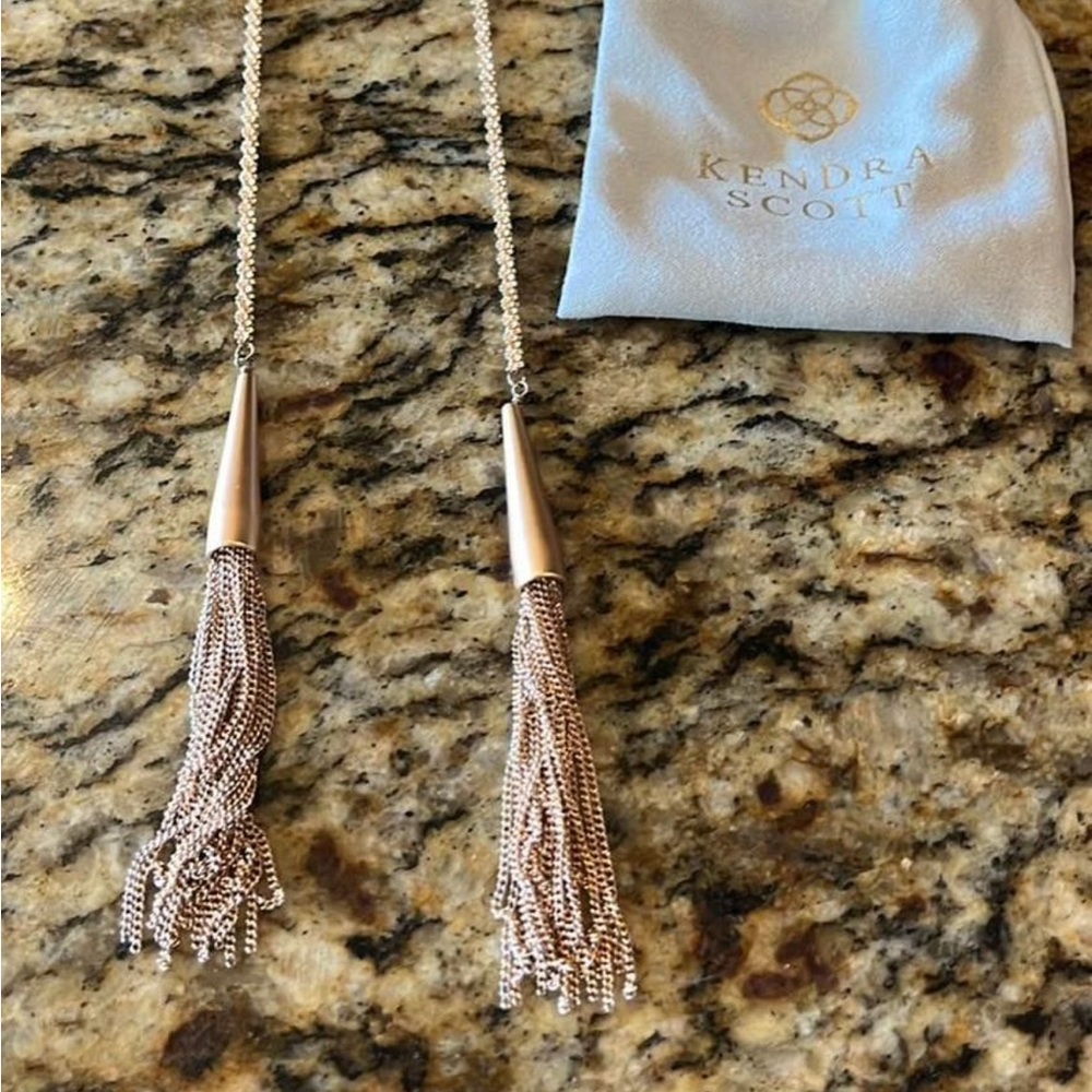 Kendra Scott rose gold phara tassel rope necklace